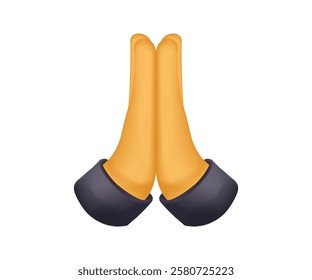 High Five emoticon illustration. Prayer and Respect Icon. Two diverse hands giving high five, well done gesture, job good done. Prayer hands emoji. Folded hands. Isolated on white