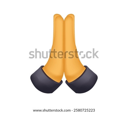 High Five emoticon illustration. Prayer and Respect Icon. Two diverse hands giving high five, well done gesture, job good done. Prayer hands emoji. Folded hands. Isolated on white