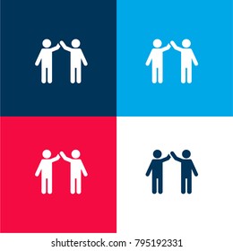 high five four color material and minimal icon logo set in red and blue