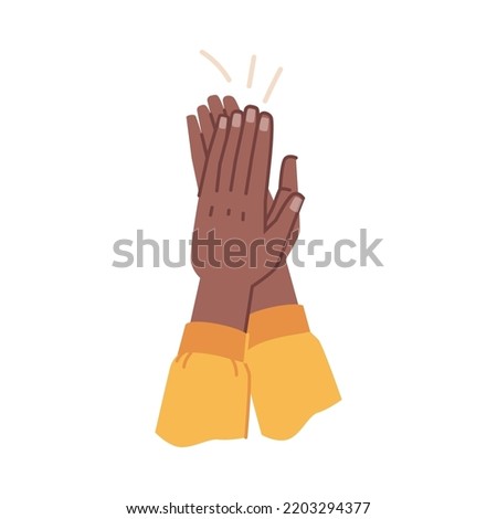 High five gesture or clasping hands, isolated sign or nonverbal communication symbol language. People cheering and greeting each other. Vector in flat style