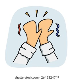 High five gesture vector, cartoon celebration illustration for teamwork and success projects