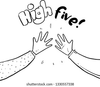 high five hand drawn