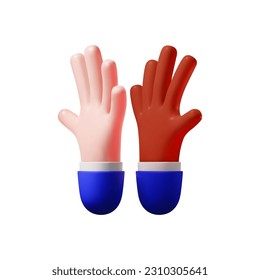 High five. Hand gesture isolated on white background. 3d hands for web design. Vector illustration.