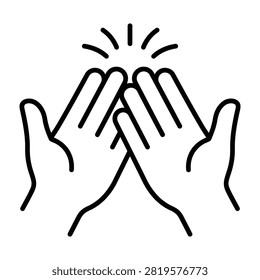 High five hand gesture line art vector icon with highfive celebration greeting agreement