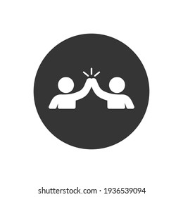 High Five Hand Gesture Silhouette White Icon. Friendship. Friends. Isolated Vector
