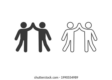 Juego de iconos de silueta de gestos de alta mano. Amistad. Amigos. Ilustración vectorial aislada. Trazo editable