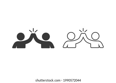 High five hand gesture silhouette icon set. Friendship. Friends. Isolated vector
