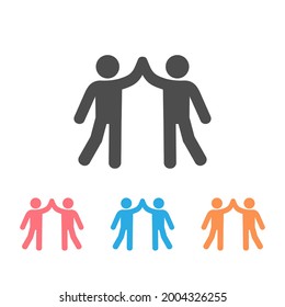 High five hand gesture silhouette icon set. Friendship. Friends. Isolated vector illustration. Editable stroke