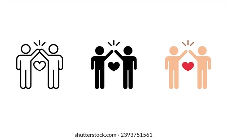 Juego de iconos de silueta de gestos de alta mano. Amistad. Amigos. ilustración vectorial sobre fondo blanco