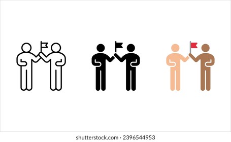 Juego de iconos de silueta de gestos de alta mano. Amistad. Amigos. ilustración vectorial sobre fondo blanco