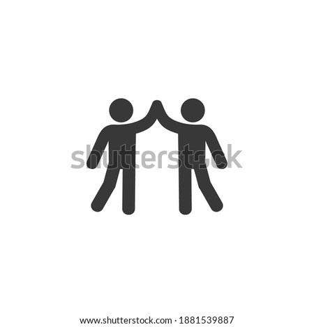 High five hand gesture silhouette icon. Friendship. Friends. Isolated vector illustration. Editable stroke