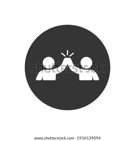 High five hand gesture silhouette white icon. Friendship. Friends. Isolated vector
