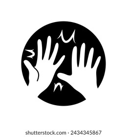 high five hand logo icon in circle