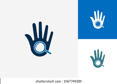High Five Hand Search Logo Template Design Vector, Emblem, Design Concept, Creative Symbol, Icon
