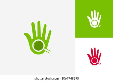 High Five Hand Search Logo Template Design Vector, Emblem, Design Concept, Creative Symbol, Icon