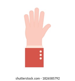Hochwertige Fünf-Hand-Zeichen-Sprache flache Symbol-Design von Menschen helfen Finger lernen Kommunikation Gesundheitswesen Vektorgrafik