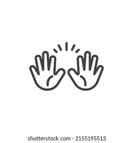 High five hand sign line icon. linear style sign for mobile concept and web design. High five gesture outline vector icon. Symbol, logo illustration. Vector graphics