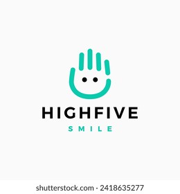 high five hand smile face logo vector icon illustration