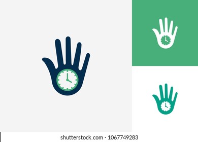 High Five Hand Time Logo Template Design Vector, Emblem, Design Concept, Creative Symbol, Icon