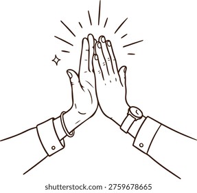 High Five Hands for Teamwork and Success Silhouette Vector 