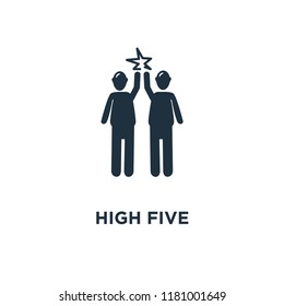 high five icon. Black filled vector illustration. high five symbol on white background. Can be used in web and mobile.