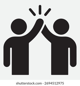 High Five Icon – Vector de celebración de trabajo en equipo en blanco y negro