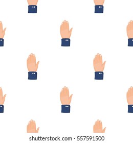 High five icon in cartoon style isolated on white background. Patriot day pattern stock vector illustration.