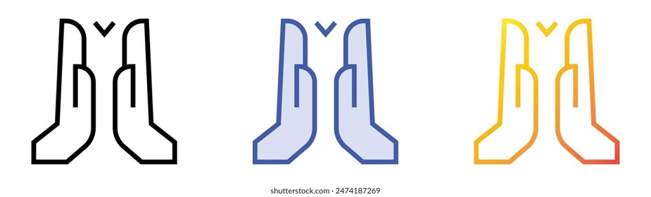 high five icon. Linear, Blue Fill and Gradient Style Design Isolated On White Background
