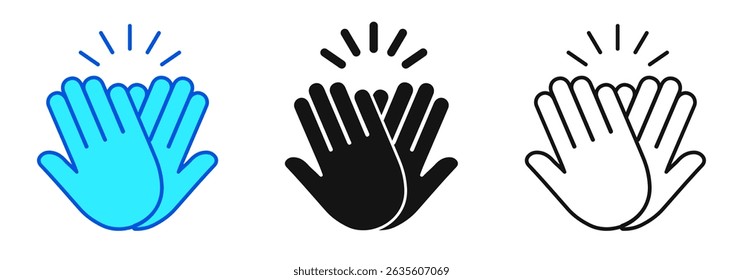 High five icon set in different style – vector
