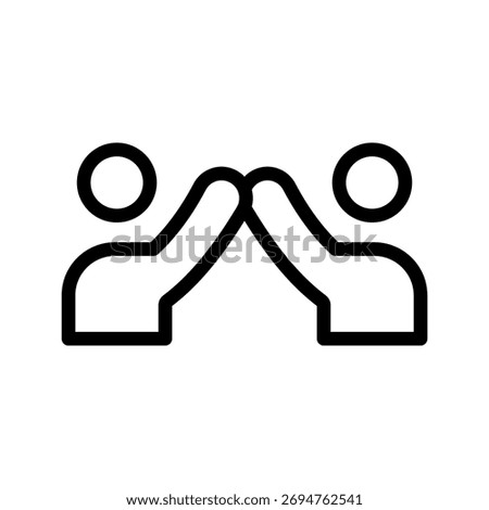 High five icon, teamwork celebration success outline