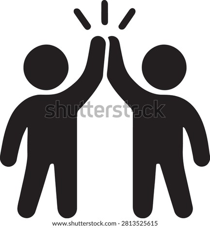 High five icon, teamwork celebration symbol, success gesture graphic, people cooperation, partnership support sign. teamwork pictogram design silhouette vector illustration
