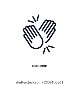 high five icon. Thin line high five icon from humans and behavior collection. Outline vector isolated on white background. Editable high five symbol can be used web and mobile