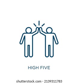 high five icon. Thin linear high five outline icon isolated on white background. Line vector high five sign, symbol for web and mobile