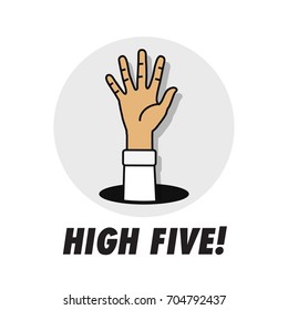 High Five Illustration with One Hand up
