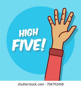 High Five Illustration with One Hand up