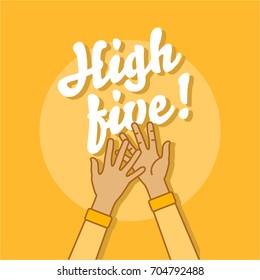 High Five Illustration with Two Hands Clapping