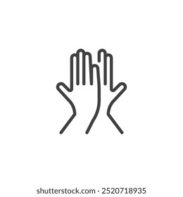 High Five line icon. Linear style sign for mobile concept and web design. Two hands in a high five gesture outline vector icon. Celebration or teamwork symbol, logo illustration. Vector graphics