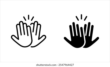 High five linear icon set. Success gesture. Collaboration. vector illustration on white background