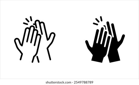 High five linear icon set. Success gesture. Collaboration. vector illustration on white background