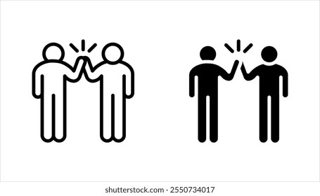 High five linear icon set. Success gesture. Collaboration. vector illustration on white background