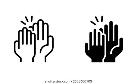 High five linear icon set. Success gesture. Collaboration. vector illustration on white background