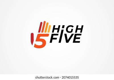 High Five Logo design inspiration, Flat design logo template, vector illustration