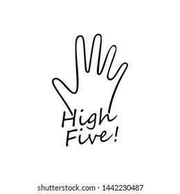 High five! Open palm outline vector illustration