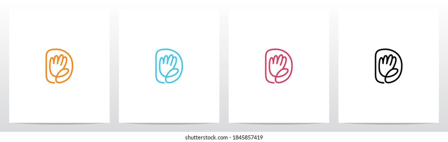 High Five Outline On Letter Logo Design D