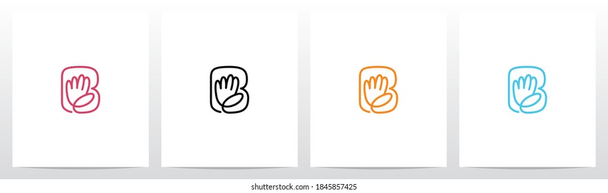 High Five Outline On Letter Logo Design B