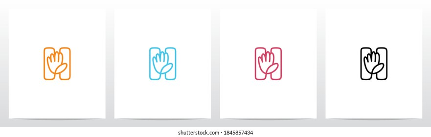 High Five Outline On Letter Logo Design H