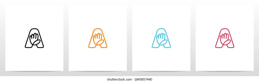 High Five Outline On Letter Logo Design A