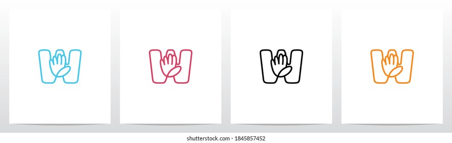 High Five Outline On Letter Logo Design W