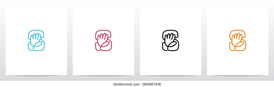 High Five Outline On Letter Logo Design S