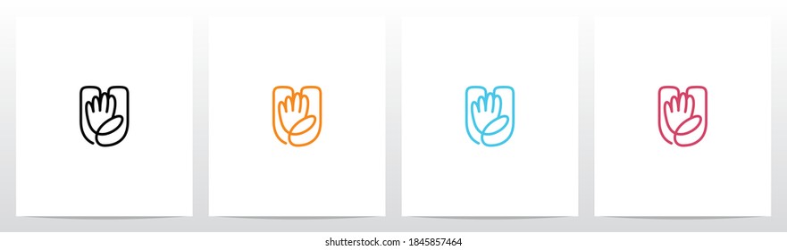 High Five Outline On Letter Logo Design U